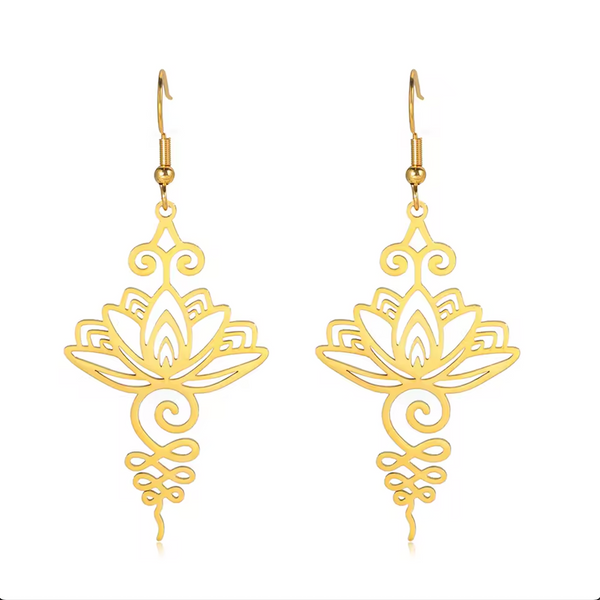 "I AM DIVINELY GUIDED" Lotus & Unalome Earrings