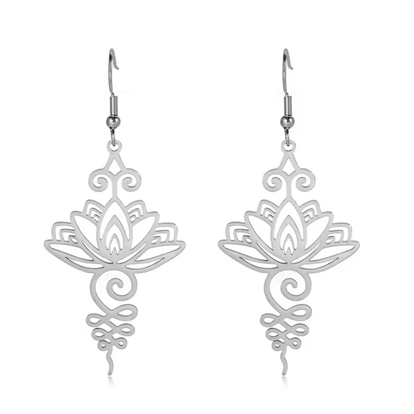 "I AM DIVINELY GUIDED" Lotus & Unalome Earrings