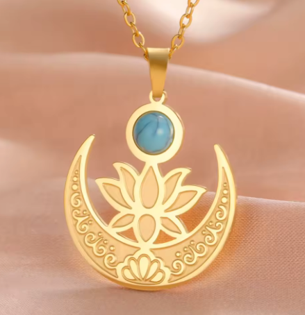 Lotus with Turquoise Necklace | "I AM
