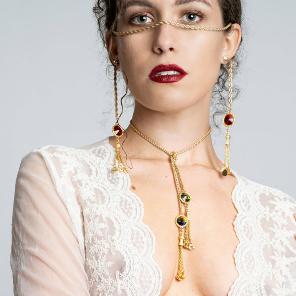"I AM EXTRAORDINARY" Multi-Green Swarovski Gold Facechain