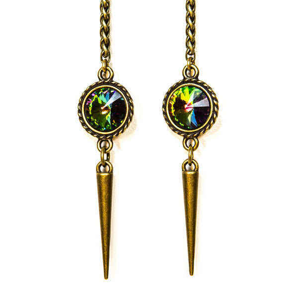 "I AM EXTRAORDINARY" Multi-Green Swarovski Brass Facechain
