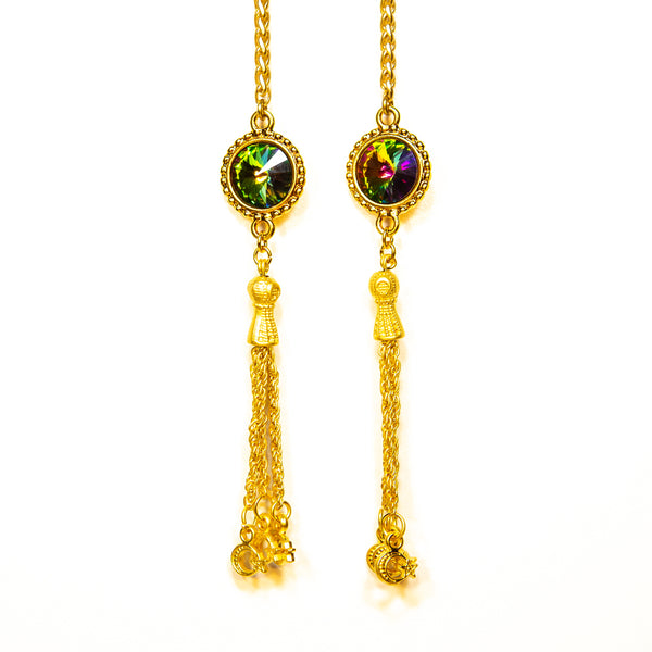 "I AM EXTRAORDINARY" Multi-Green Swarovski Gold Facechain