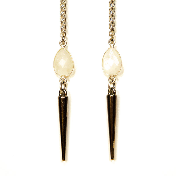 "I AM INTUITIVE" Moonstone Tassels Silver Facechain