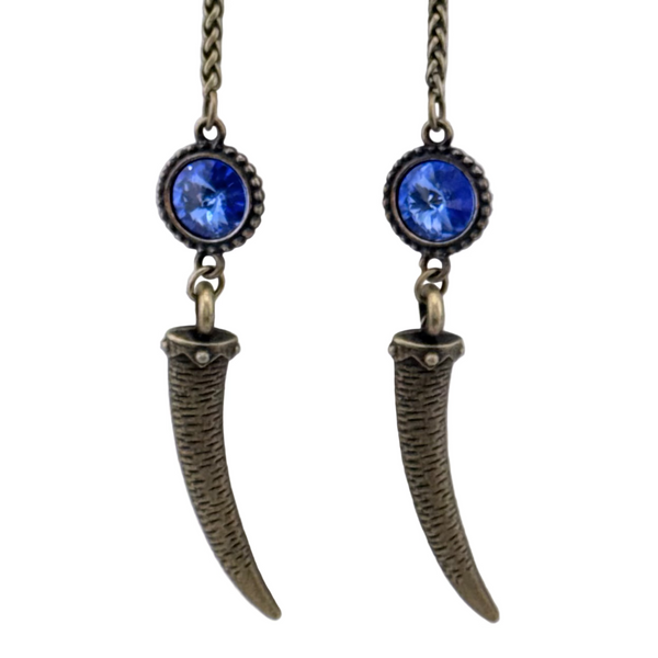 "I AM EXTRAORDINARY" Deep Blue Swarovski Brass Facechain