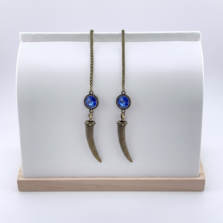 "I AM EXTRAORDINARY" Deep Blue Swarovski Brass Facechain