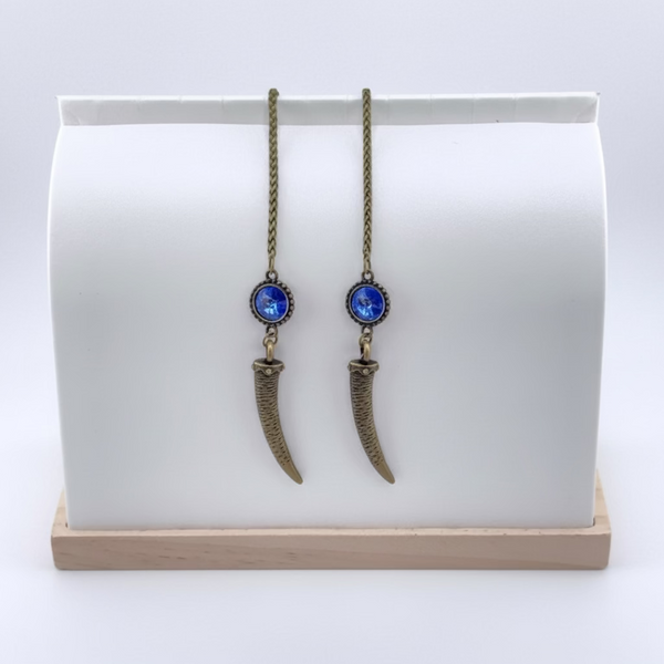 "I AM EXTRAORDINARY" Deep Blue Swarovski Brass Facechain