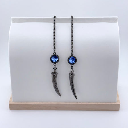 "I AM EXTRAORDINARY" Deep Blue Swarovski Gunmetal Facechain