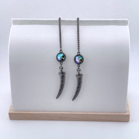 "I AM EXTRAORDINARY" Multi-Blue Swarovski Gunmetal  Facechain