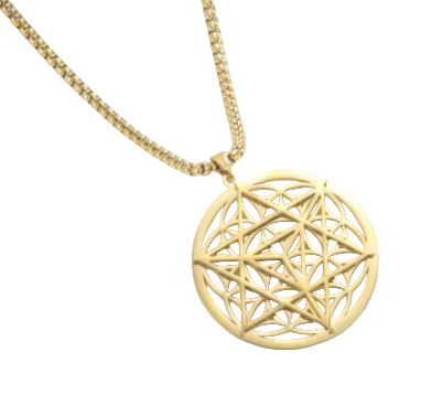 "I AM ACTIVATED" Flower of Life & Merkaba Necklace Gold