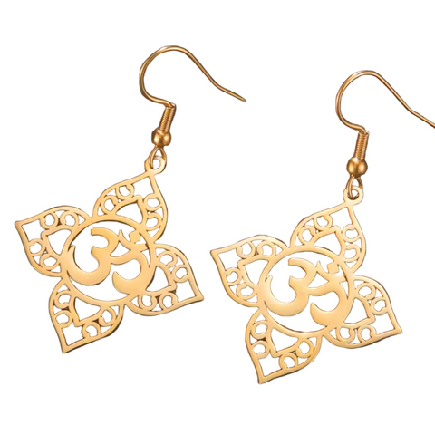 "I AM ALIGNED" Om Earrings Gold