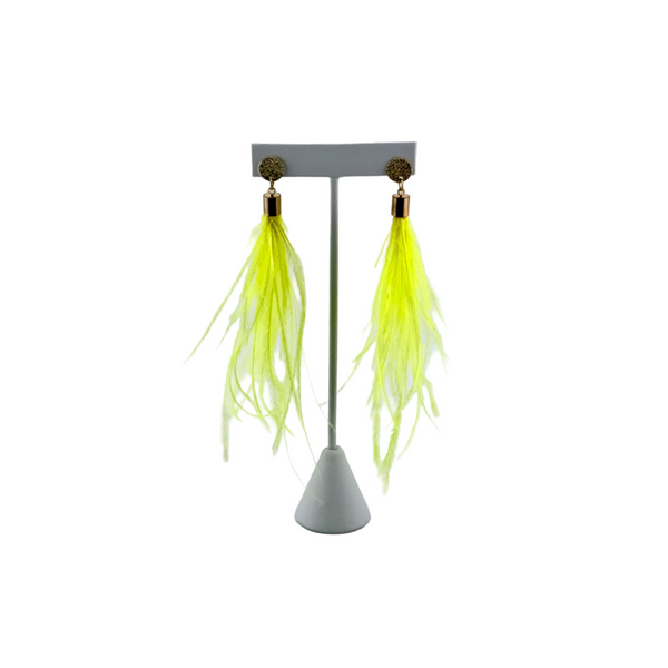 "I AM BOLD" Ostrich Feather Earrings Yellow3