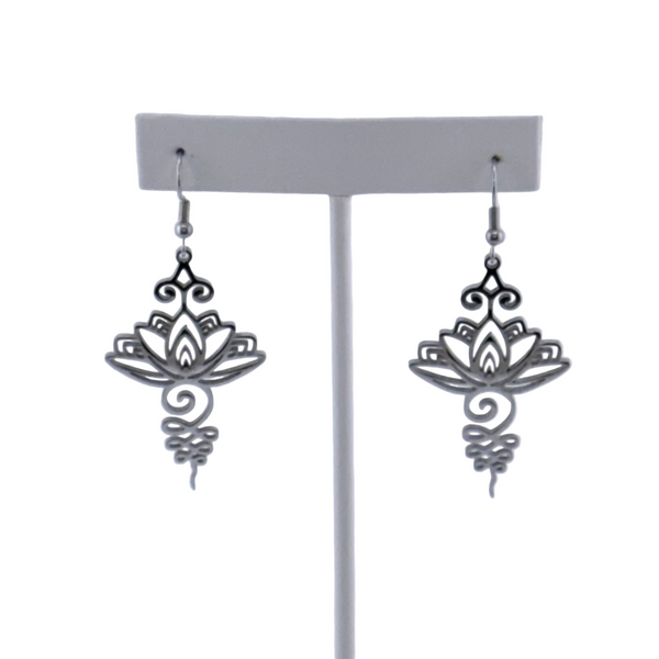 "I AM DIVINELY GUIDED" Lotus & Unalome Earrings