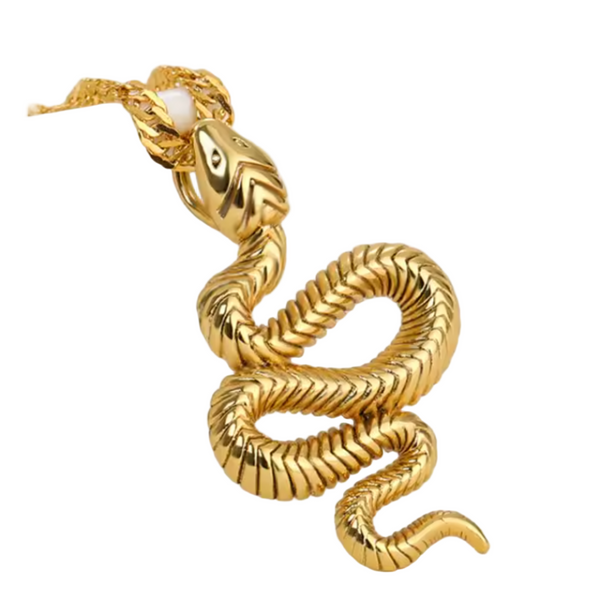 "I AM REBORN" Snake Necklace Gold