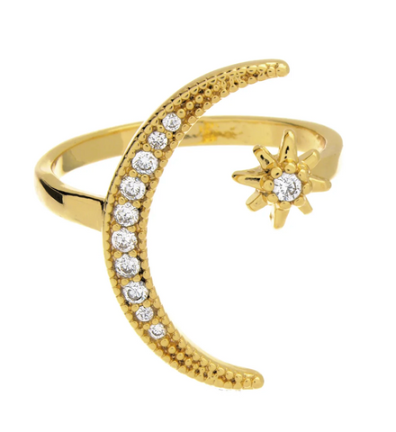 Pave Moon & North Star Ring